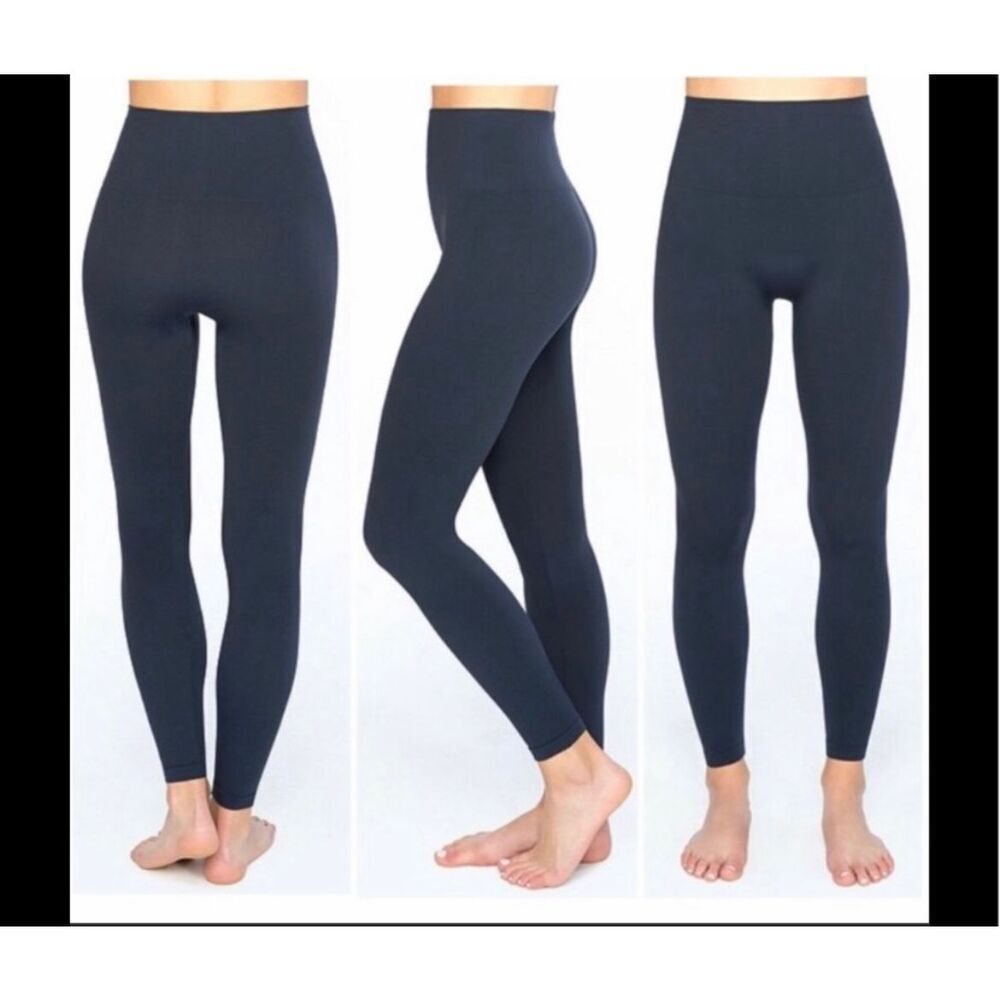 SPANX Look At Me Now Seamless Compression High Waisted Leggings Navy Blue 1X